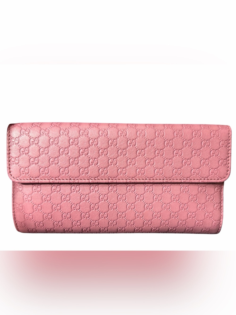 New Gucci microguccisimma pink leather continental flap wallet